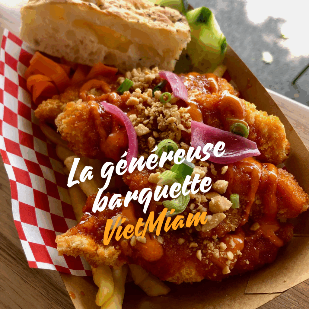 La généreuse barquette VietMiam - Tenders de poulet frits et laqués, frites et pickles